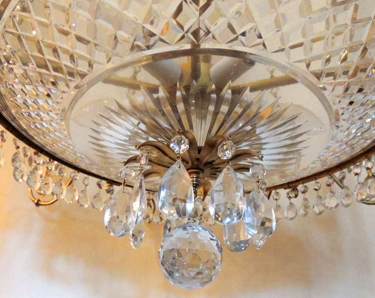 Very Fine French Empire Doré Bronze and Cut Crystal Baltic Chandelier 2