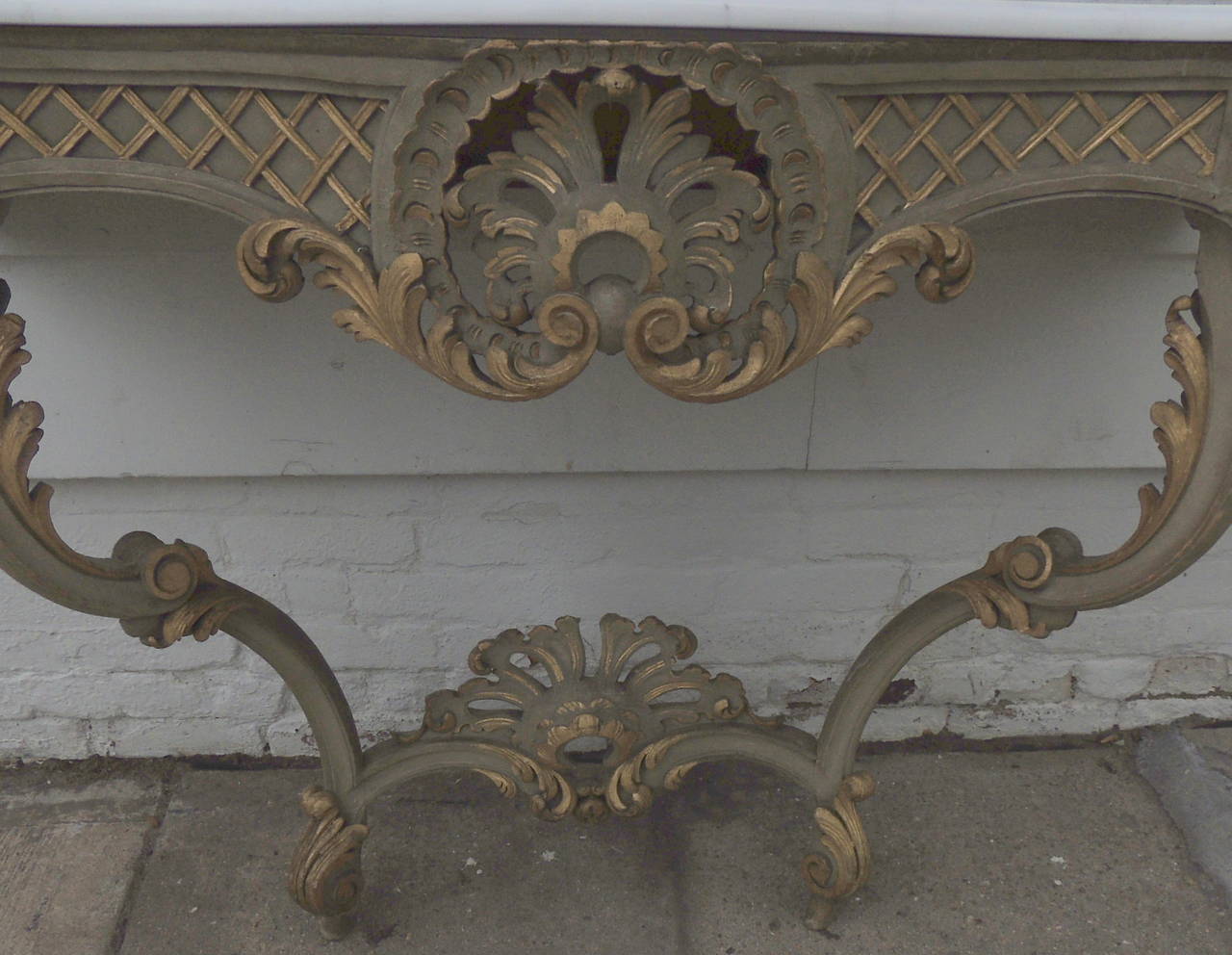 Pair French Louis XV 19th Century Hand-Carved Gilt Consoles with Marble Top 2