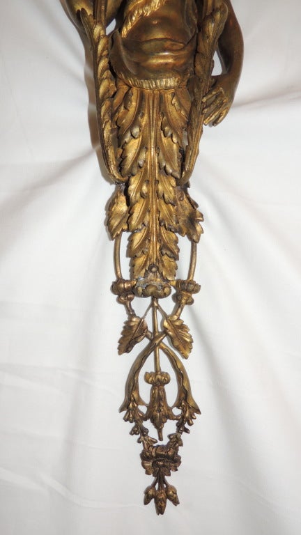 Pair 19th Century French Empire Figural Bronze 2 Arm Wall Sconces Sothebys In Good Condition For Sale In Roslyn, NY