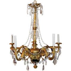 A Fantastic Quality Louis XVI French Dore & Patinated Bronze 6 Light Chandelier