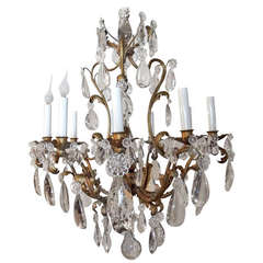 A Superb French Bagues Style Gilt & Crystal Bird Cage Chandelier