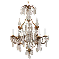 A Wonderful Six Light Gilt Metal 
Rock Crystal Maison Bagues Chandelier
