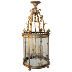 A Very Fine Quality French Dore Bronze Four Light Lantern Chandelier