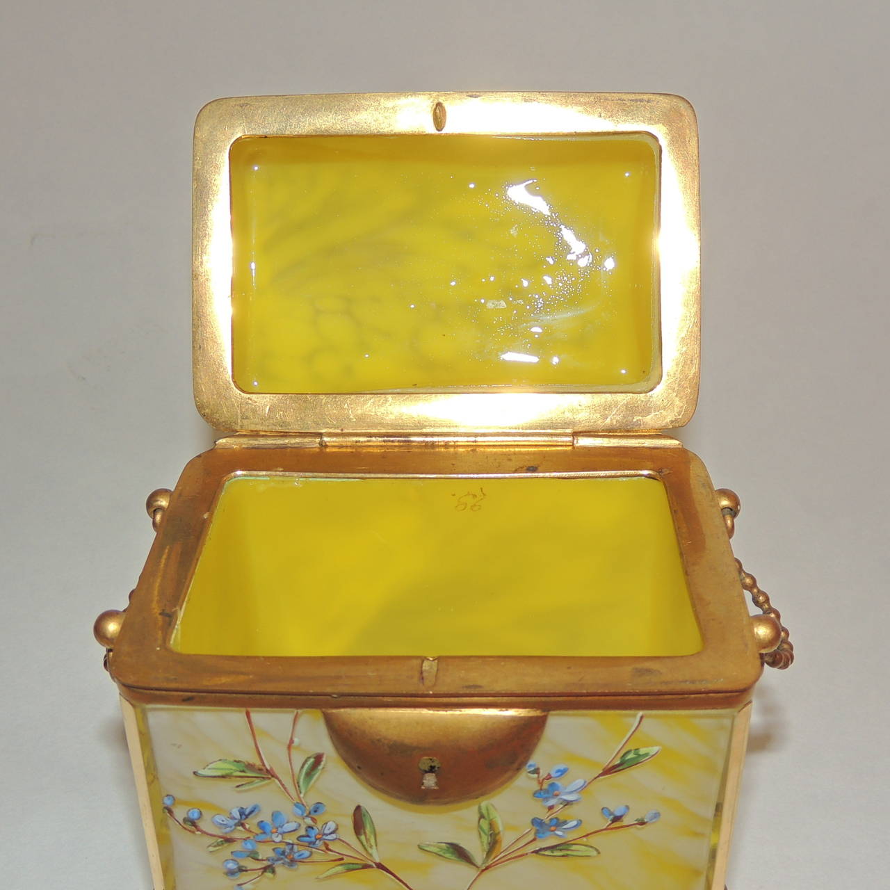Rare Bohemian Marbleized Glass Hand-Painted Enameled Ormulo Casket Box 2
