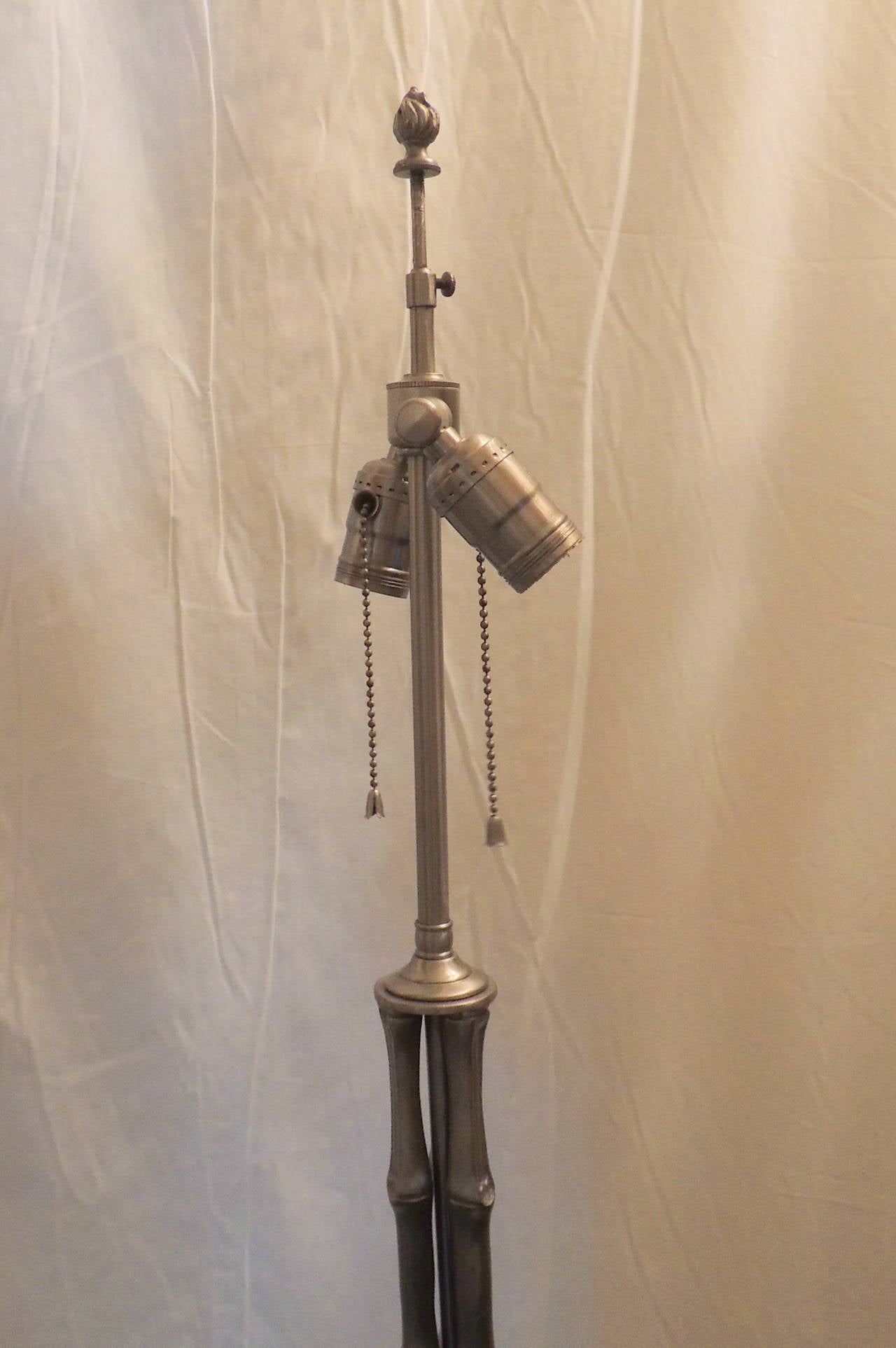 Mid-Century Modern French Mid-Century Silvered Bronze Faux Bamboo Floor Lamp by Maison Baguès For Sale
