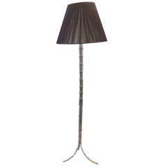 French Mid-Century Silvered Bronze Faux Bamboo Floor Lamp by Maison Baguès 5