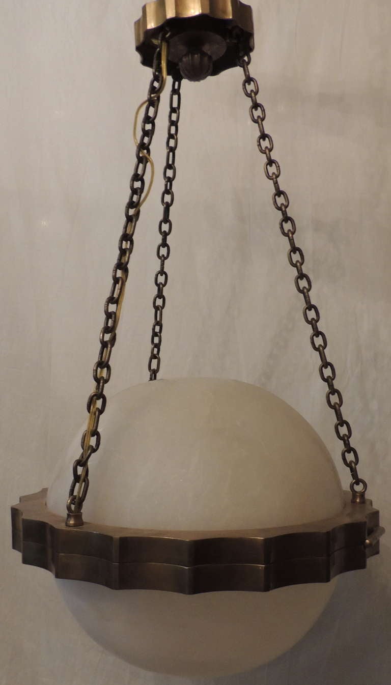 Bronze & Alabaster Orb Fixture