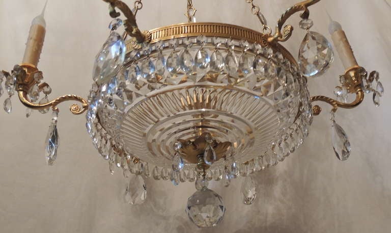 20th Century Wonderful Baltic French Doré Bronze and Crystal Six-Light Chandelier