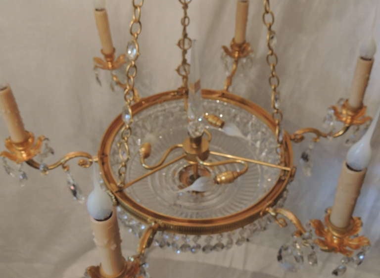 Wonderful Baltic French Doré Bronze and Crystal Six-Light Chandelier 1