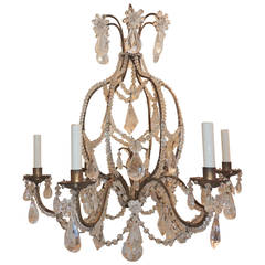 Elegant Baguès Beaded Italian Entire Rock Crystal Rosette Prisms Chandelier