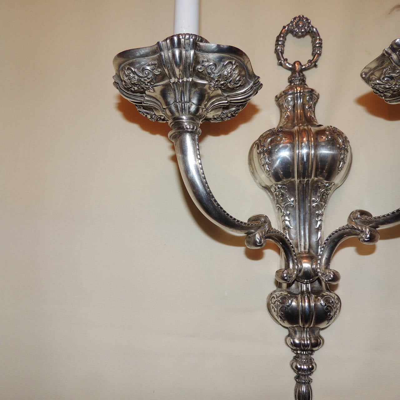 American Exceptional Pair of Bronze Georgian Style Two-Light Sconces E. F. Caldwell For Sale