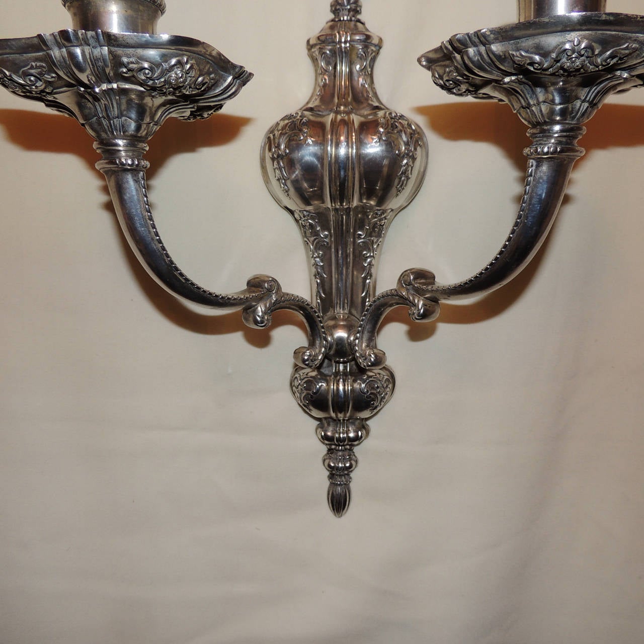 Mid-20th Century Exceptional Pair of Bronze Georgian Style Two-Light Sconces E. F. Caldwell For Sale