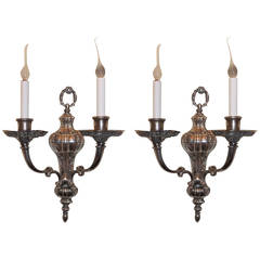 Exceptional Pair of Bronze Georgian Style Two-Light Sconces E. F. Caldwell 2