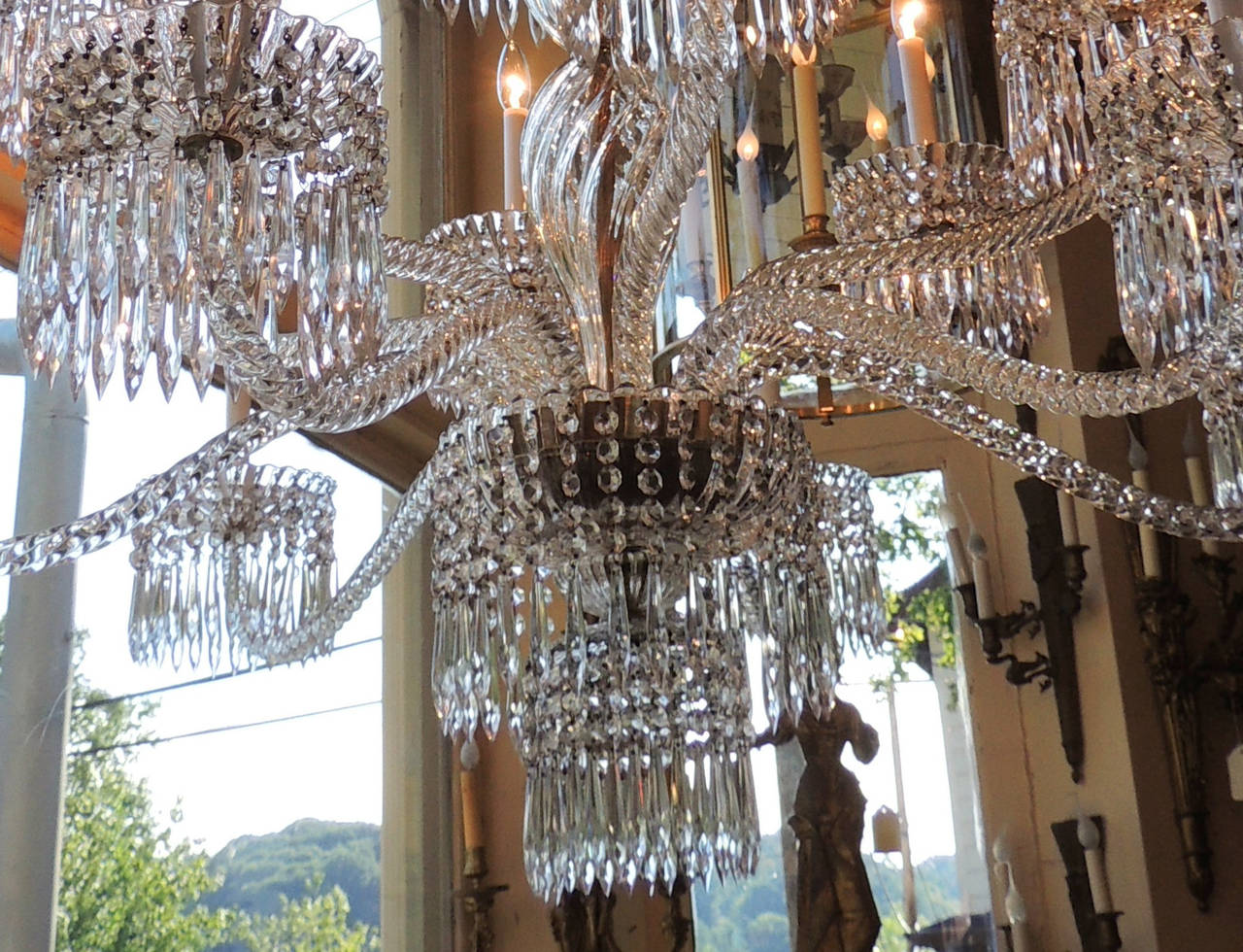 Exceptional 19th Century Baccarat Palatial Twist Rope Arm Crystal Chandelier 1