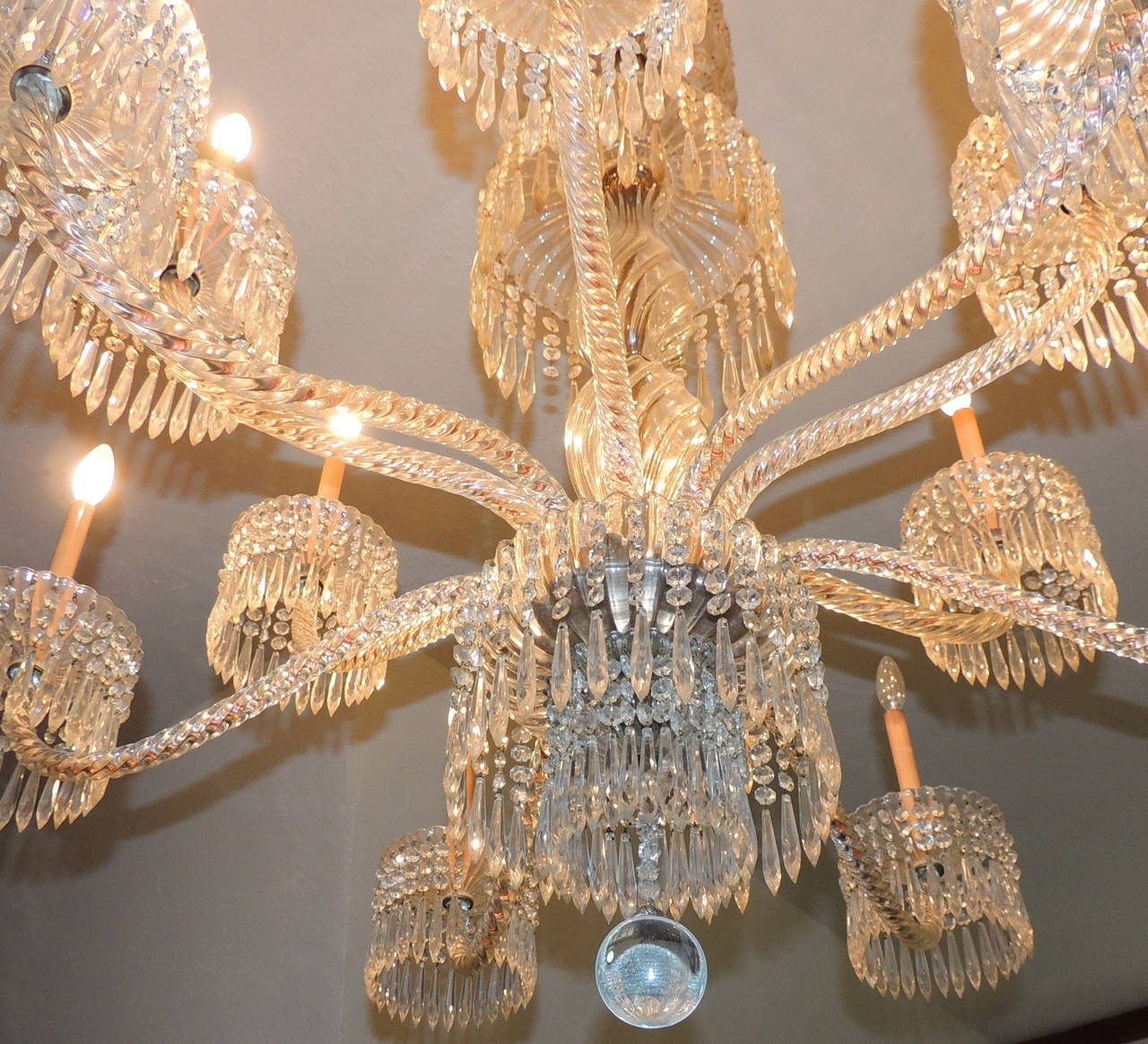 French Exceptional 19th Century Baccarat Palatial Twist Rope Arm Crystal Chandelier