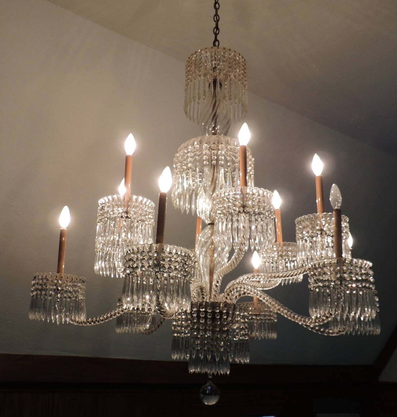 Exceptional 19th Century Baccarat Palatial Twist Rope Arm Crystal Chandelier In Excellent Condition In Roslyn, NY