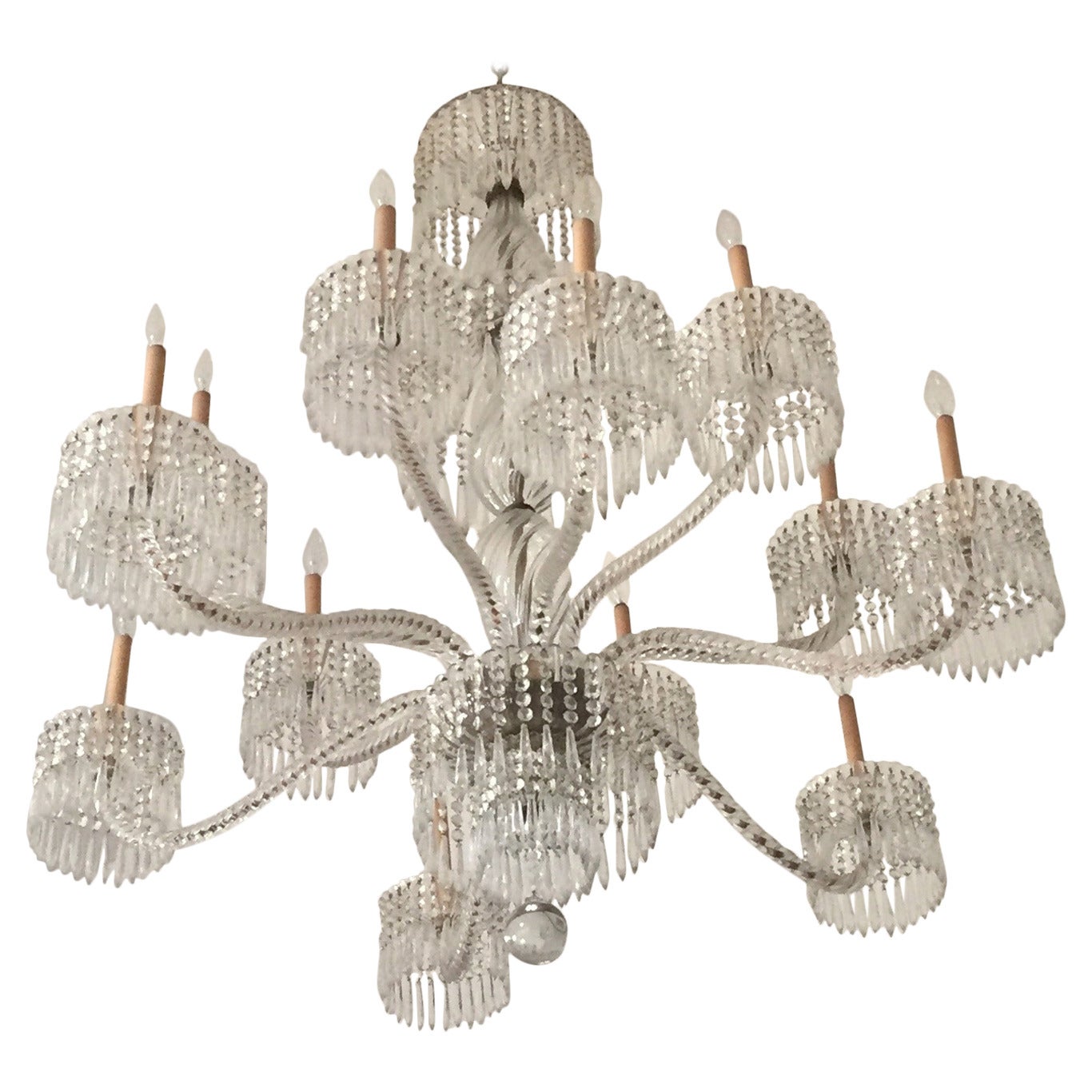 Exceptional 19th Century Baccarat Palatial Twist Rope Arm Crystal Chandelier