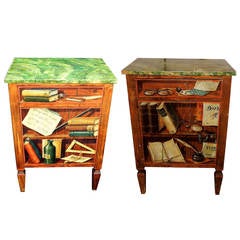 Wonderful Italian Pair of Hand-Painted Vintage Venetian Faux Cabinet End Tables