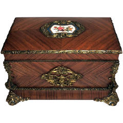 Wonderful French Casket With Bronze Ormulo Mounts & Handpainted Sevres Plaque