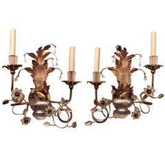 A Fabulous Pair Of Sherle Wagner Crystal Chinoiserie Two-Arm Sconces