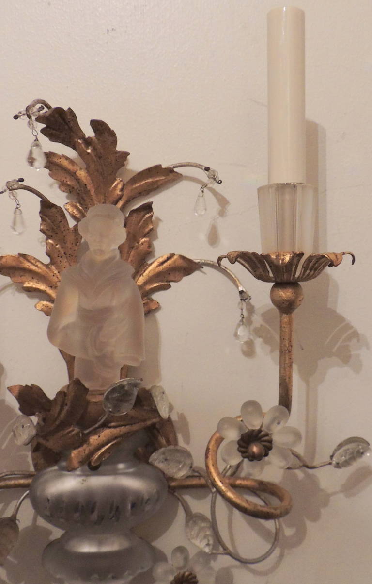 A Fabulous Pair Of Sherle Wagner Crystal Chinoiserie Two-Arm Sconces 1