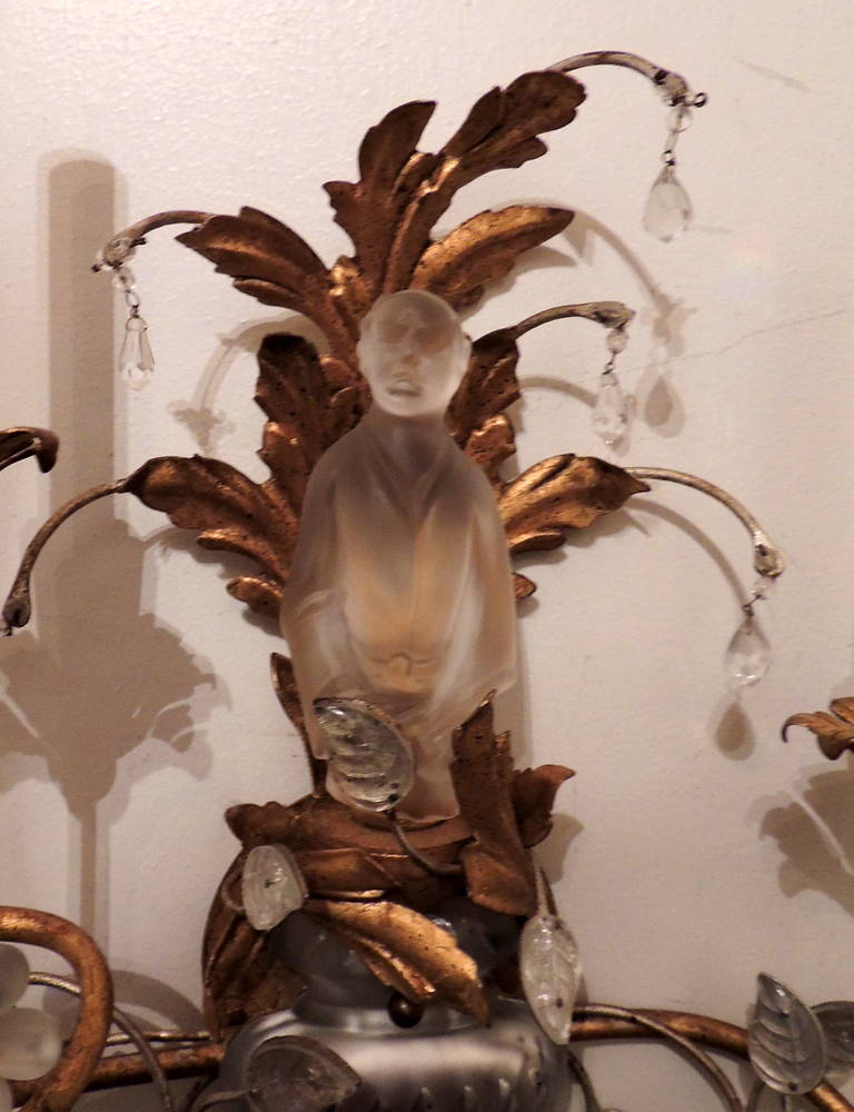 A Fabulous Pair Of Sherle Wagner Crystal Chinoiserie Two-Arm Sconces In Excellent Condition In Roslyn, NY