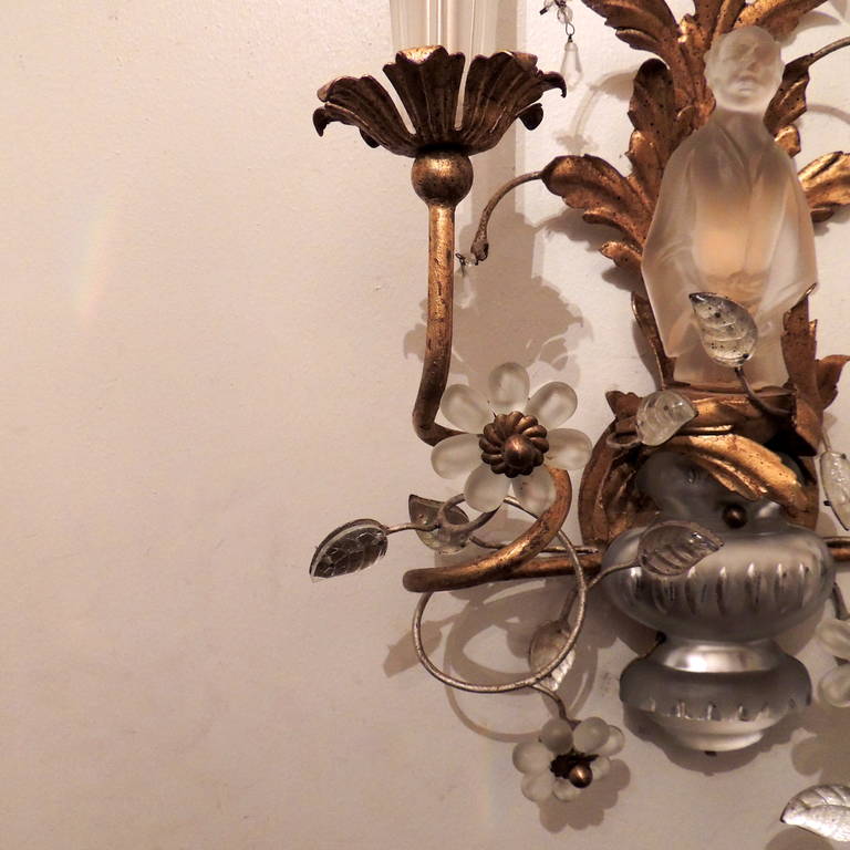 A Fabulous Pair Of Sherle Wagner Crystal Chinoiserie Two-Arm Sconces 3