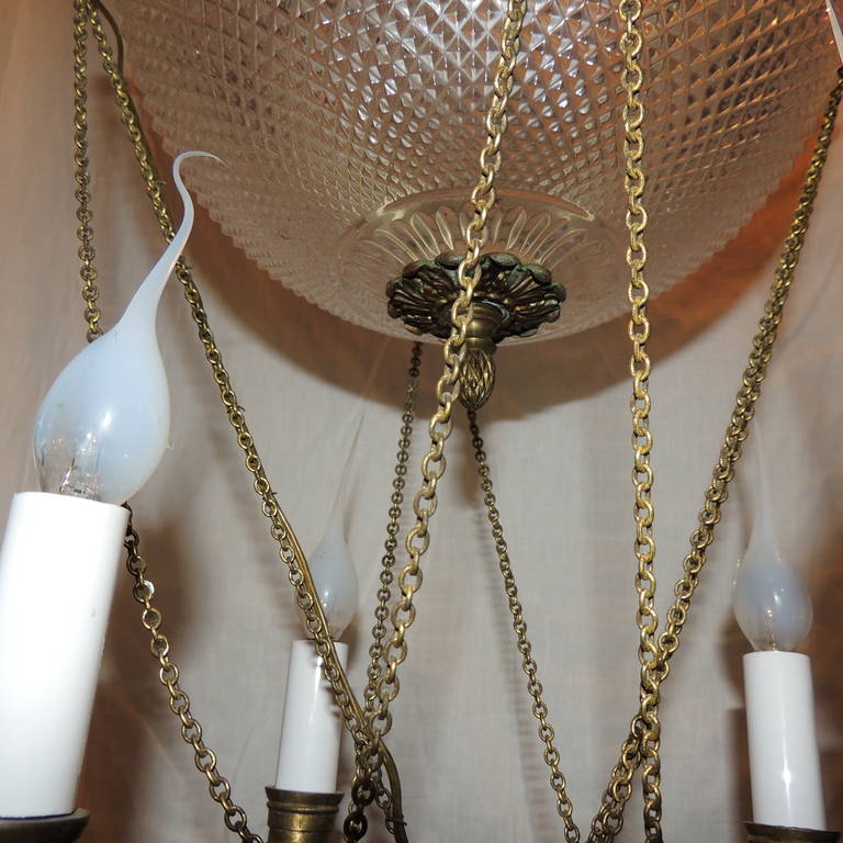 An Incredible French Hot Air Balloon Chandelier Four Arm & Four Int. Light 3