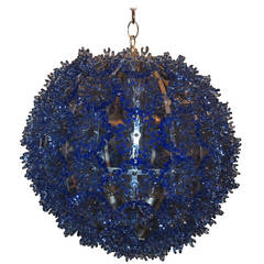 Wonderful Modern Transitional Sputnik Nickel Chandelier Blue Crystal Flowers
