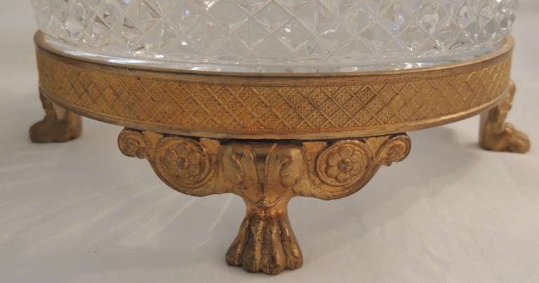 Empire Wonderful Ormolu Cut Crystal and Finely Chased Dore Bronze Centerpiece Bowl For Sale