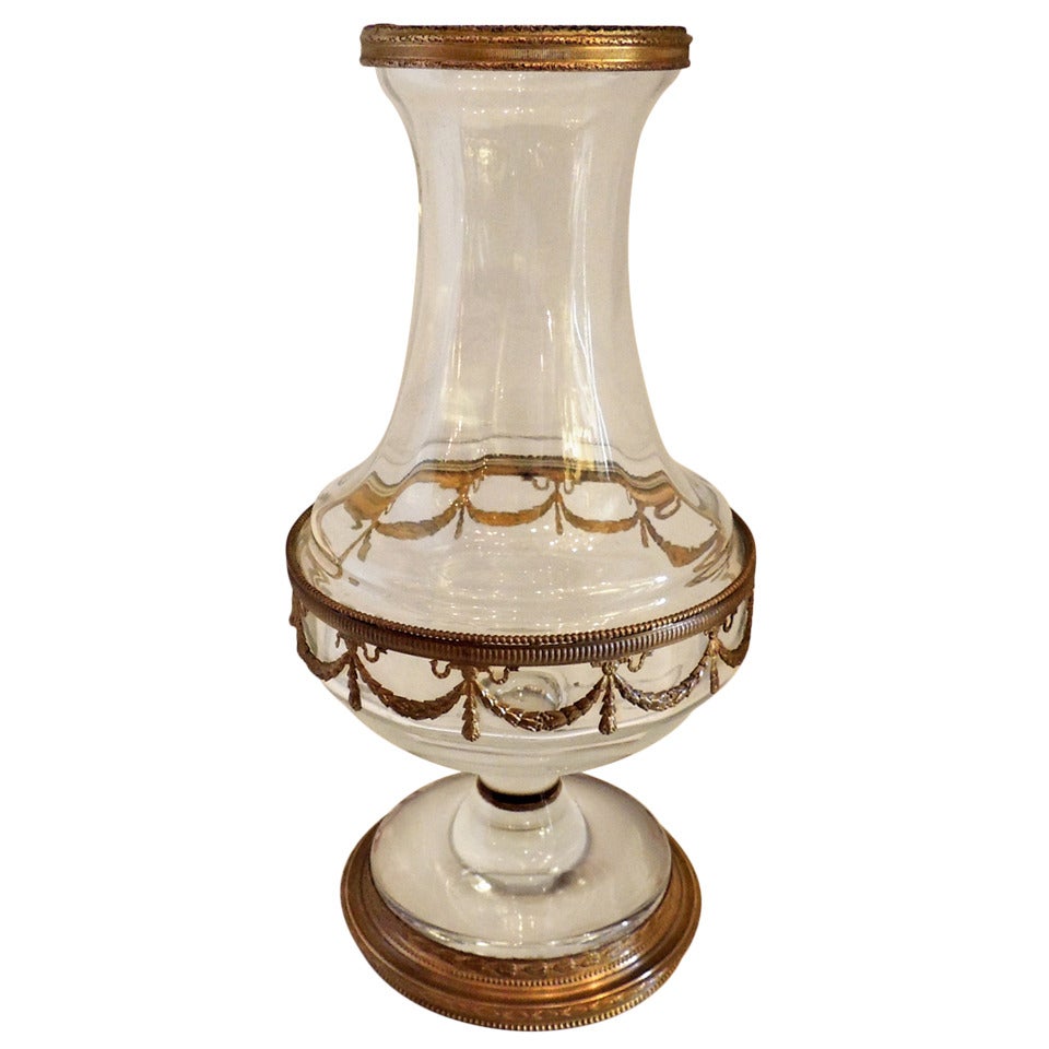 Very Fine Ormolu Doré Bronze-Mounted and Crystal over Sized Pedestal Vase For Sale