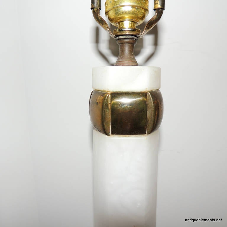 A Wonderful Pair Of Vintage Alabaster & Brass Ormolu Mounted Transitional Lamps 1