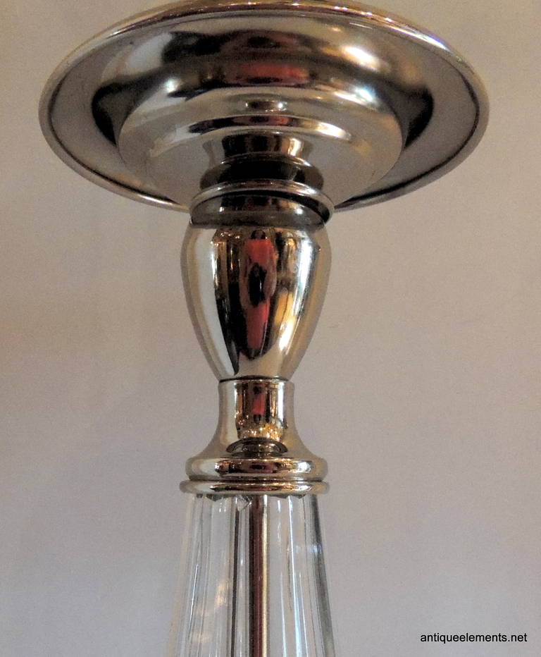 Wonderful Pair of Silvered Bronze and Crystal Two-Light Transitional Lamps 1