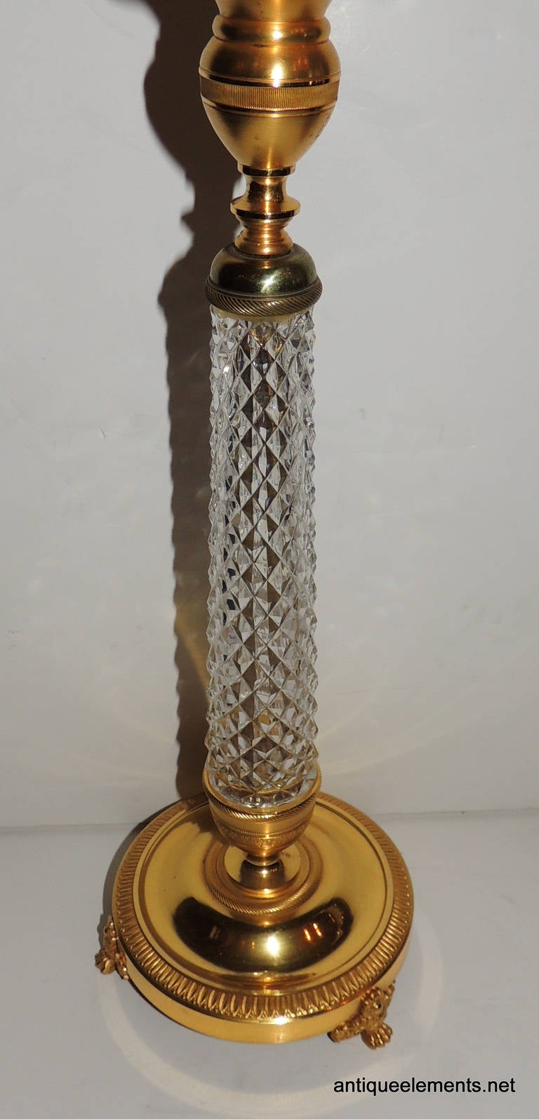 Elegant Pair of French Cut Crystal and Ormolu-Mounted Bronze Canndlestick Lamps 1