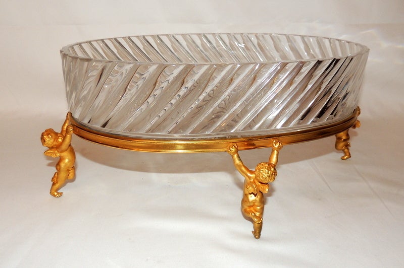 Baccarat Cut Crystal Dore Bronze Mounted Centerpiece