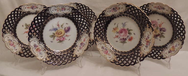 Set of 11 Meissen Reticulated Plates