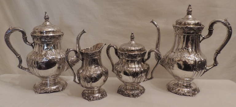 A Handsome International Sterling Four Piece 'Richelieu' Tea Set / Service