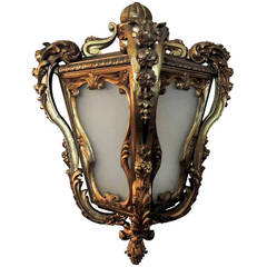 Wonderful 19th Century Caldwell Regal Bronze Lantern with Frosted Glass Panels