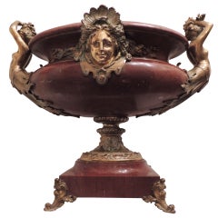 Extremely Fine 19th Century Doré Bronze and Rouge Marble Figural Centrepiece