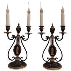 Fabulous Pair of E.F. Caldwell Neoclassical Candelabra Table Lamps