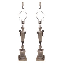 Wonderful French Pair of Cut Crystal and Silvered Bronze Ormolu Mounted Lamps