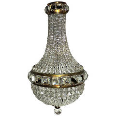 A Wonderful Petite Empire Gilt Bronze and Crystal Beaded Chandelier