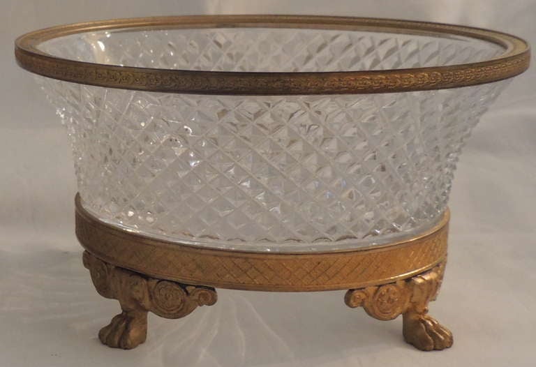 A fine French cut crystal and doré bronze centerpiece bowl.