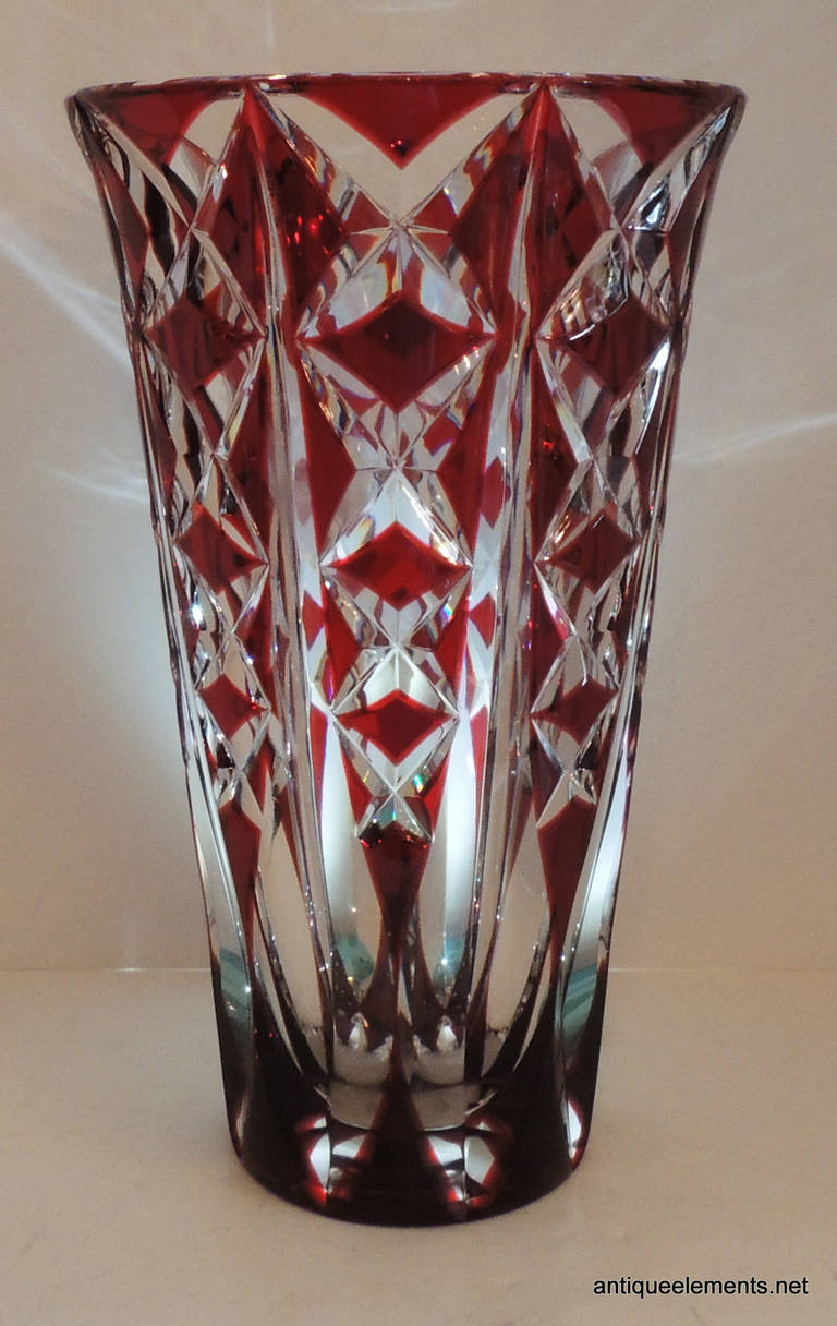 A Palatial Saint Louis Crystal, France Ruby Red Overlay Cut to Clear