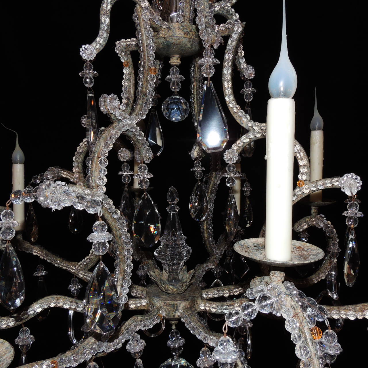 Beads Wonderful French Bagues Style Beaded Eight-Light Crystal Transitional Chandelier