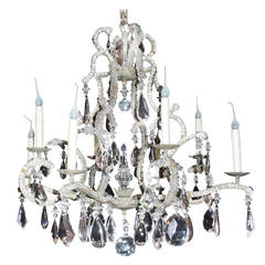 Wonderful French Bagues Style Beaded Eight-Light Crystal Transitional Chandelier