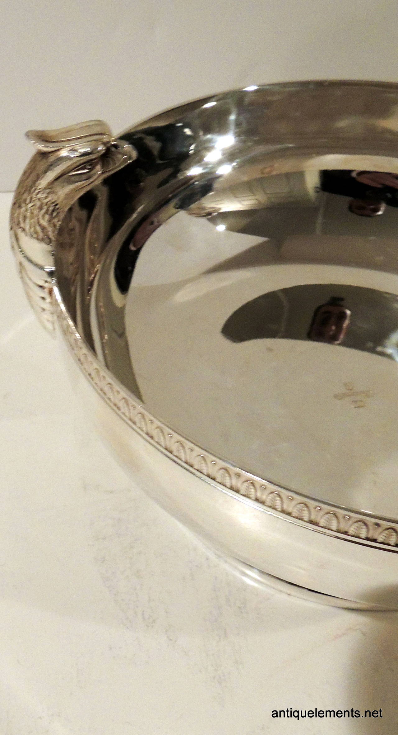 A Handsome Christofle Limited Edition Malmaison Eagle Head Handle Bowl In Excellent Condition In Roslyn, NY