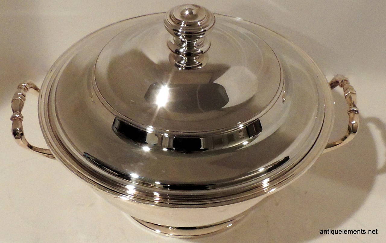 French Wonderful & Elegant Pair Of Silver Plated Christofle Covered Serving Tureens