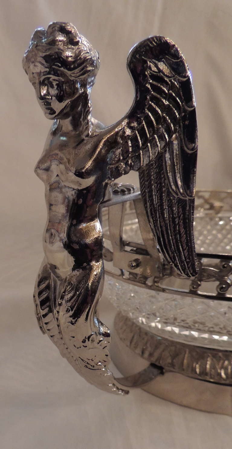 Unusual Cut Crystal and Silvered Bronze Ormolu Figural Centerpiece For Sale 2