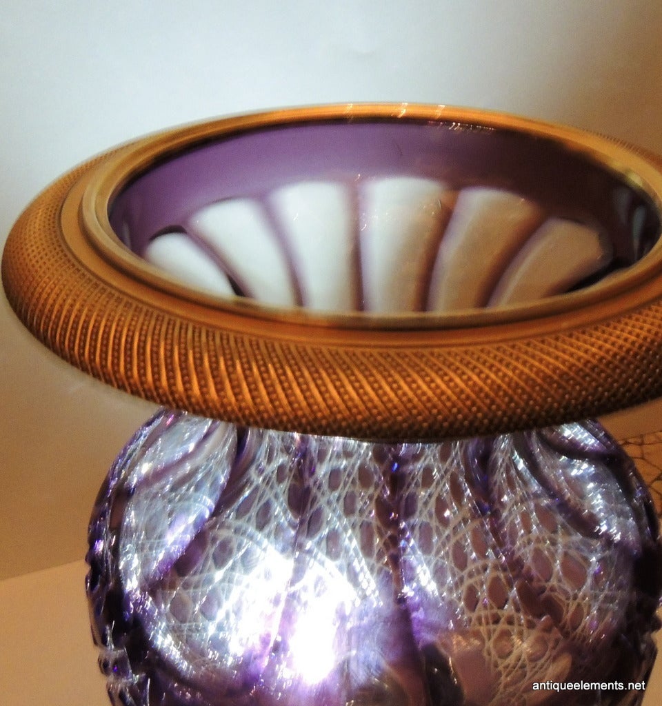 Wonderful Pair French Ormolu Amethysts Cut To Clear Crystal & Gilt Bronze Vases 4